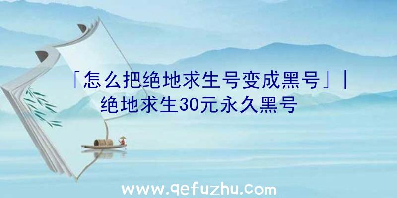 「怎么把绝地求生号变成黑号」|绝地求生30元永久黑号